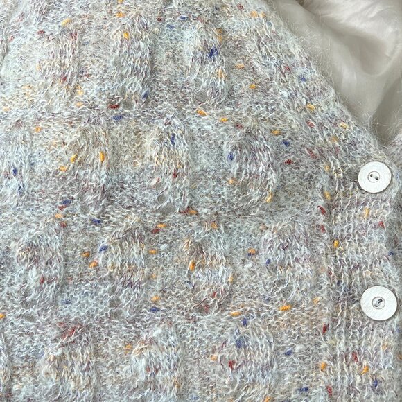 Vintage Hand Made Cable Knit Mohair Wool Cardigan Sweater Oversized Chunky Cozy - Picture 6 of 8